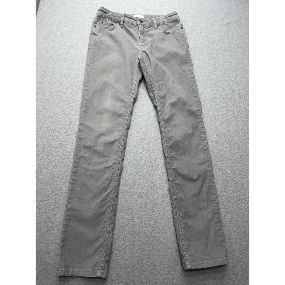 Garnet Hill Corduroy Pants Womens 4 Gray Straight Leg Stretch Casual Pockets - Picture 2 of 13